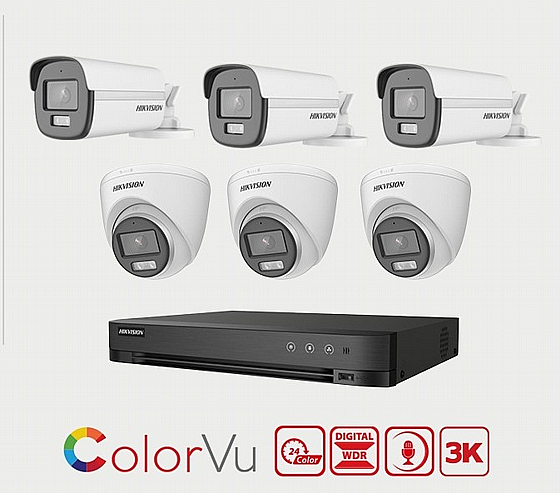 ��� 6 ������ �������� TVI �����/���� Hikvision ColorVu 5MP-3K ������ ����� DVR HIKVISION iDS-7208HQHI-M1/S
