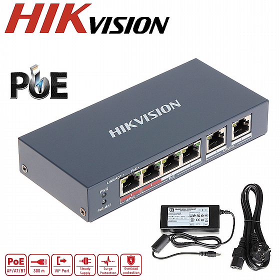 ��� ������ �� ����� ��� HIKIVISION 4-PORT POE DS-3E0106HP-E 