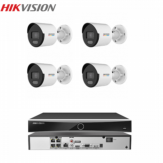 ��� ������ ����� 4 ������ IP ����� ColorVu 4MP ������ �����  HIKVISION NVR 4CH + 4POE