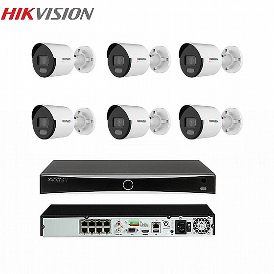 ��� ������ ����� 6 ������ IP ����� ColorVu 4MP ������ ����� HIKVISION NVR 8CH + 8POE