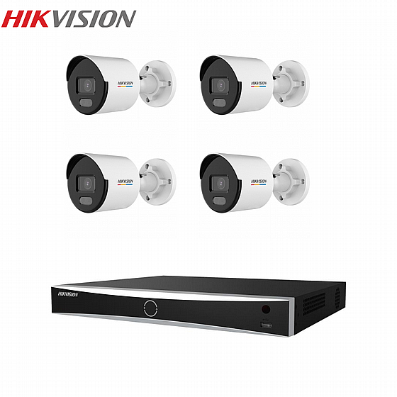 ��� 4 ������ IP ����� Hikvision ColorVu 4MP ���� ����� ����� NVR 4CH DS-7604NXI-K1.