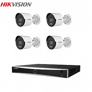 ��� 4 ������ IP ����� Hikvision ColorVu 4MP ���� ����� ����� NVR 4CH DS-7604NXI-K1.