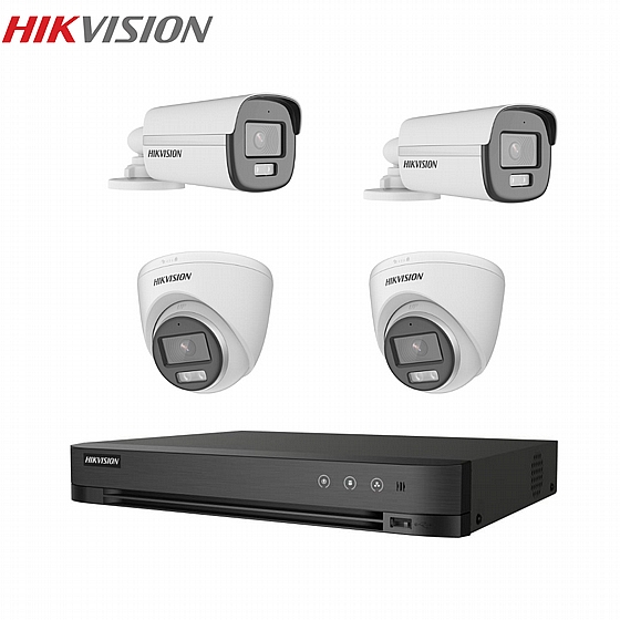 ��� 4 ������ �������� TVI �����/���� Hikvision ColorVu 5MP-3K ������ ����� DVR HIKVISION iDS-7208HQHI-M1/S
