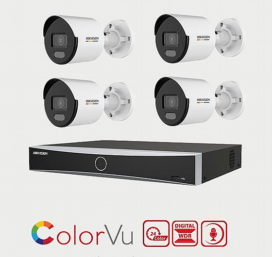 ��� 4 ������ ����� Hikvision ColorVu 4MP 2CD1047G2-LUF ���� ����� ����� NVR 8CH DS-7608NXI K2